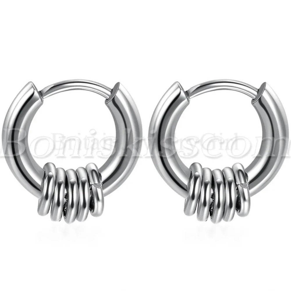 Simple Punk Hoop Earrings Stainless Steel